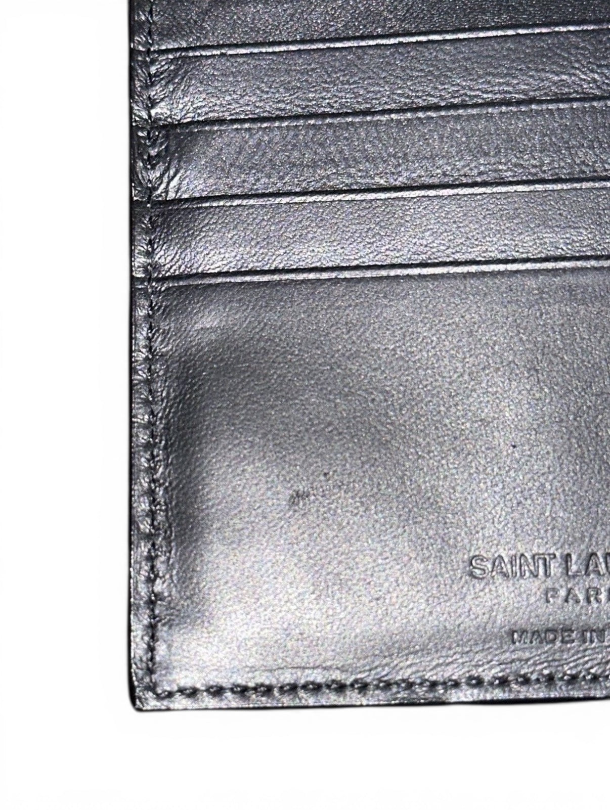 SAINT LAURENT PARIS EAST/WEST CROCODILE LEATHER BIFOLD WALLET