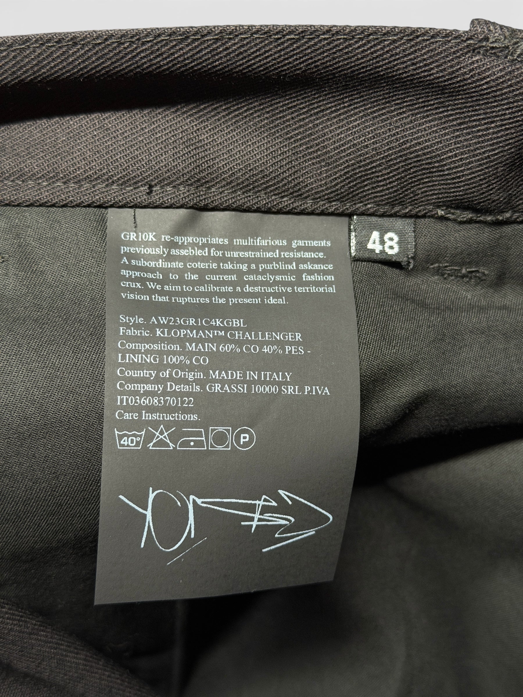 GR10K BLACK MUD STOP TROUSERS