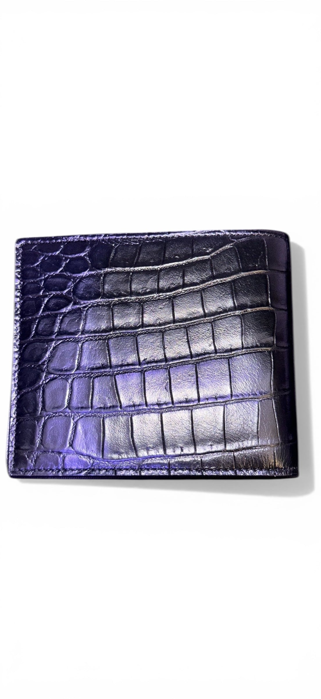 SAINT LAURENT PARIS EAST/WEST CROCODILE LEATHER BIFOLD WALLET