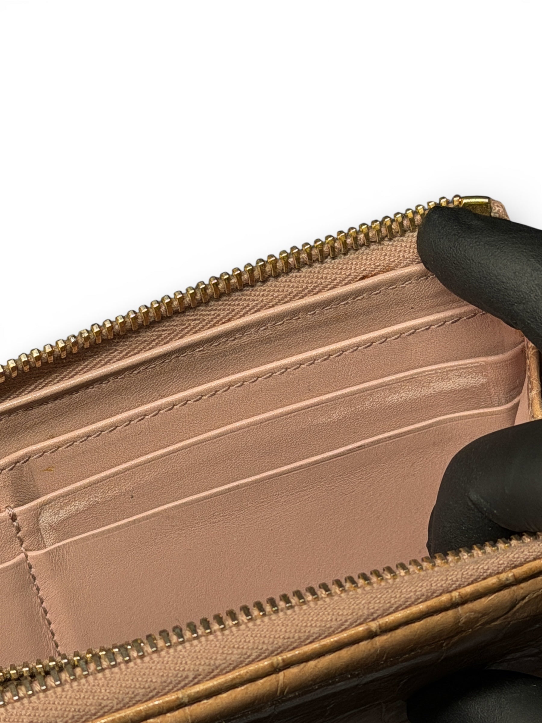 MIU MIU CROC EMBOSSED LAMBSKIN LARGE WALLET