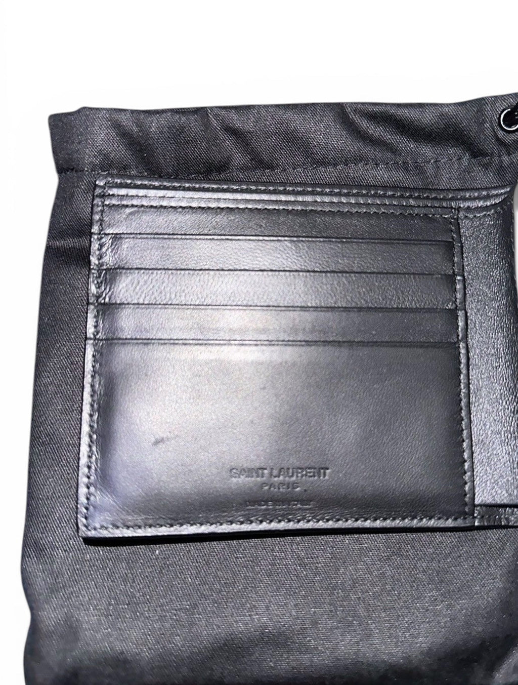 SAINT LAURENT PARIS EAST/WEST CROCODILE LEATHER BIFOLD WALLET