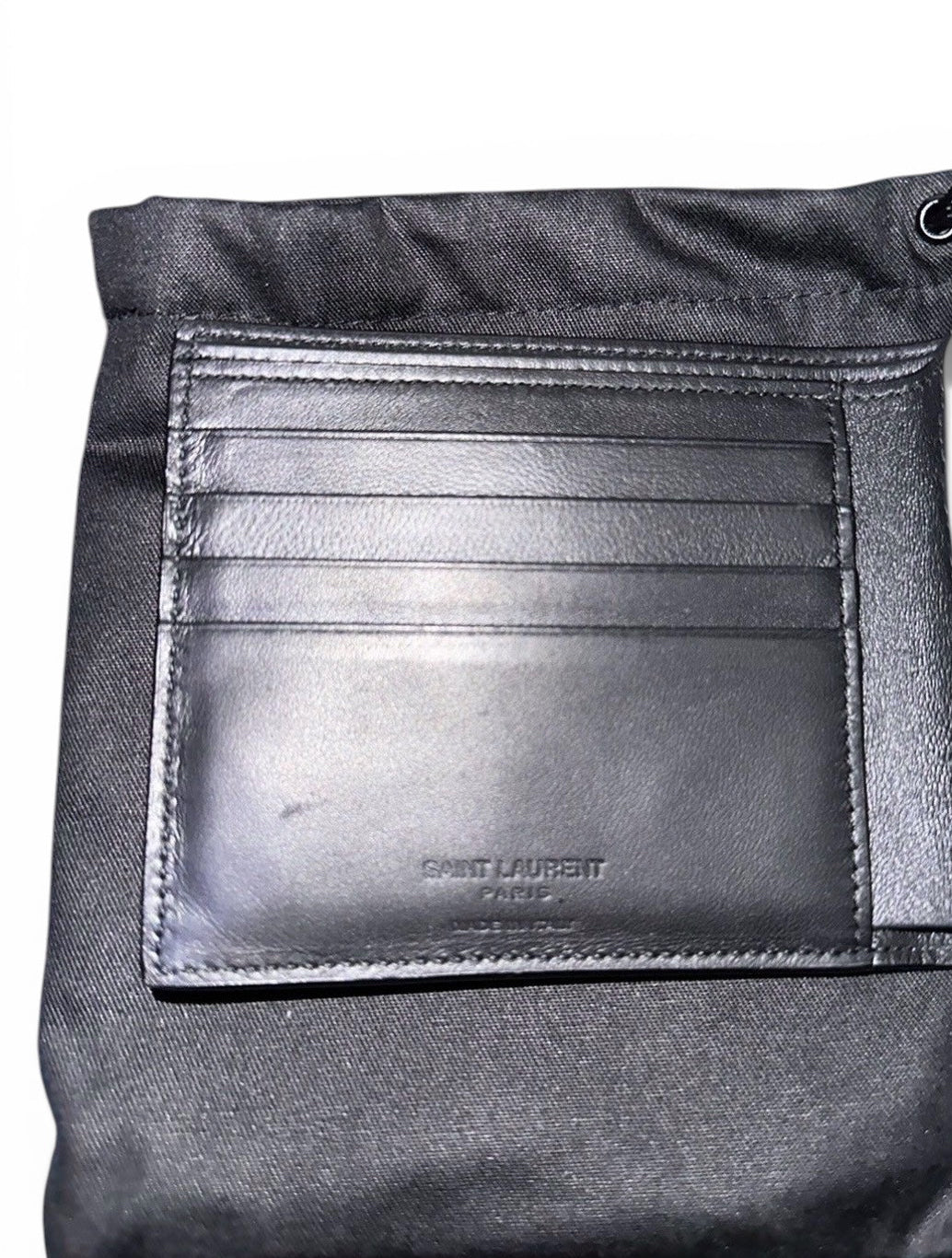 SAINT LAURENT PARIS EAST/WEST CROCODILE LEATHER BIFOLD WALLET
