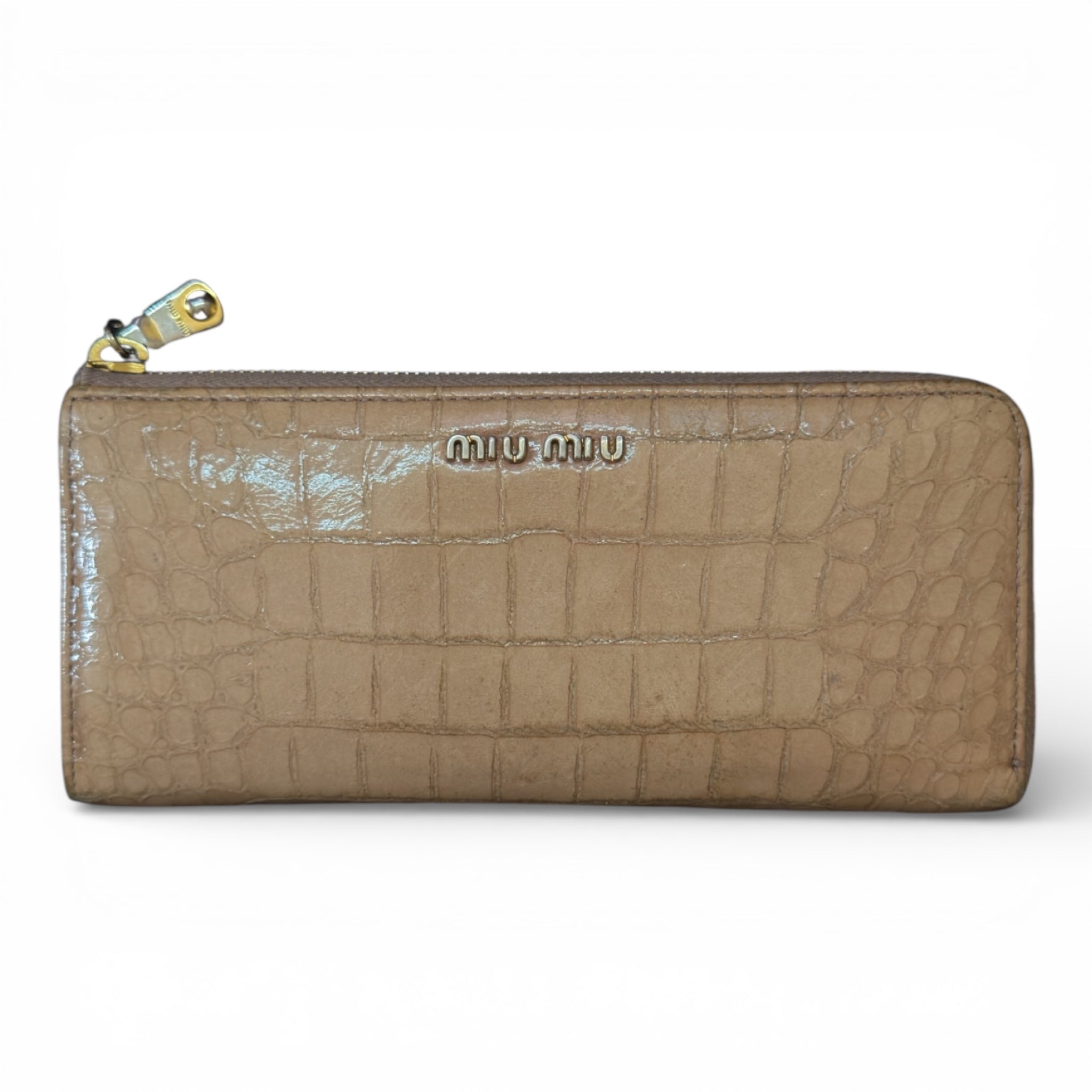 MIU MIU CROC EMBOSSED LAMBSKIN LARGE WALLET